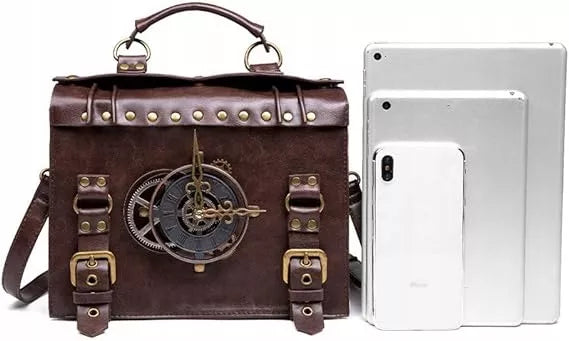 VINTAGE STEAMPUNK KRYŽMINĖ RANKINĖ MAIŠELIS RETRO AKTSECHELĖ NEŠIOJAMAM KOMPIUTERIUI