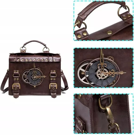 VINTAGE STEAMPUNK KRYŽMINĖ RANKINĖ MAIŠELIS RETRO AKTSECHELĖ NEŠIOJAMAM KOMPIUTERIUI