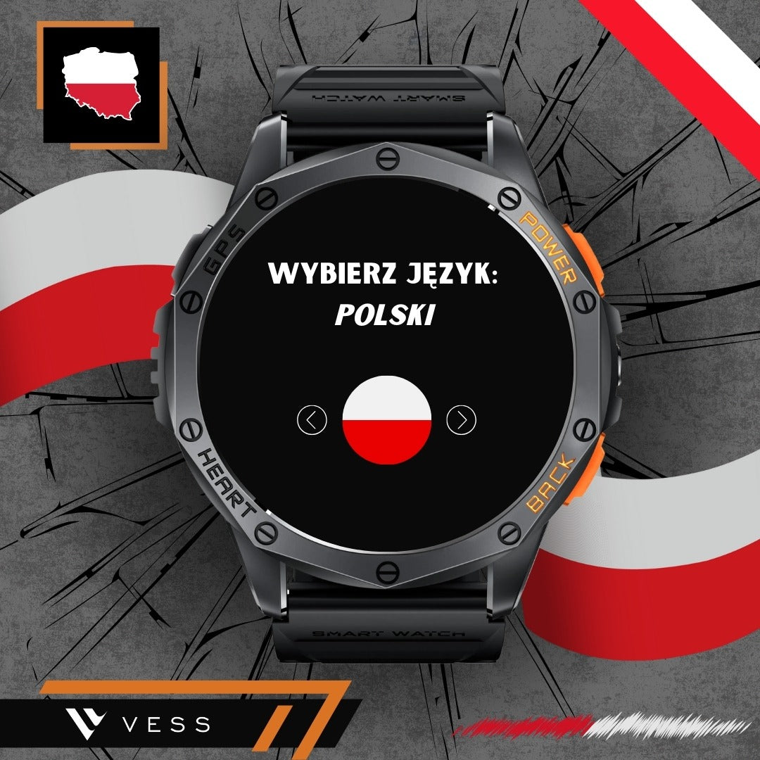 Vyrų išmanusis sportinis laikrodis GPS, vandeniui atsparus, su skambučiais (PL meniu)