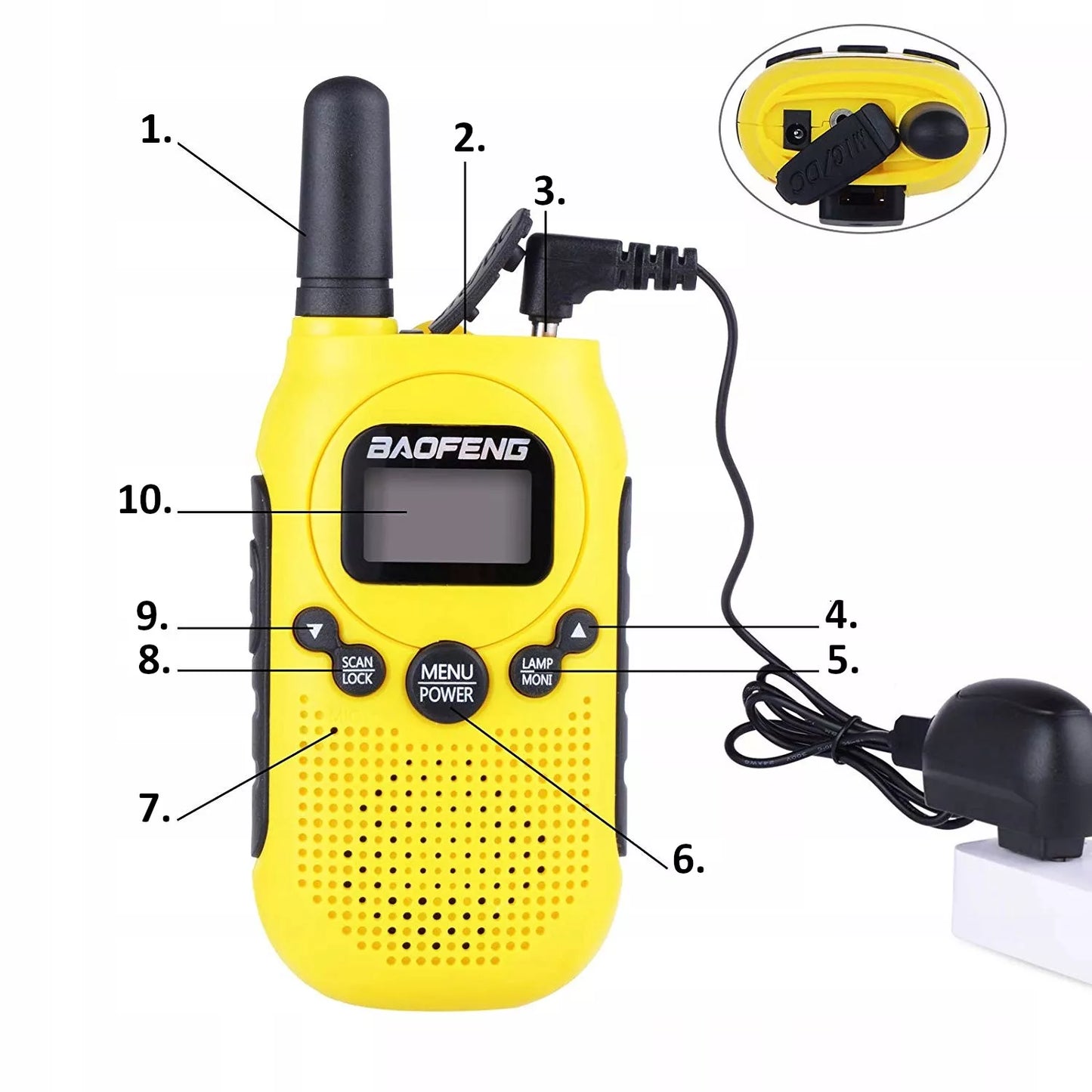 Walkie-talkie vaikams, PMR, žibintuvėlis, USB