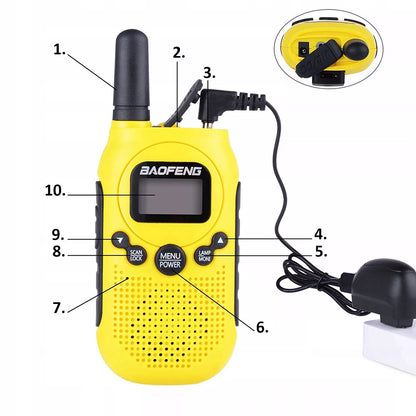 Walkie-talkie vaikams, PMR, žibintuvėlis, USB