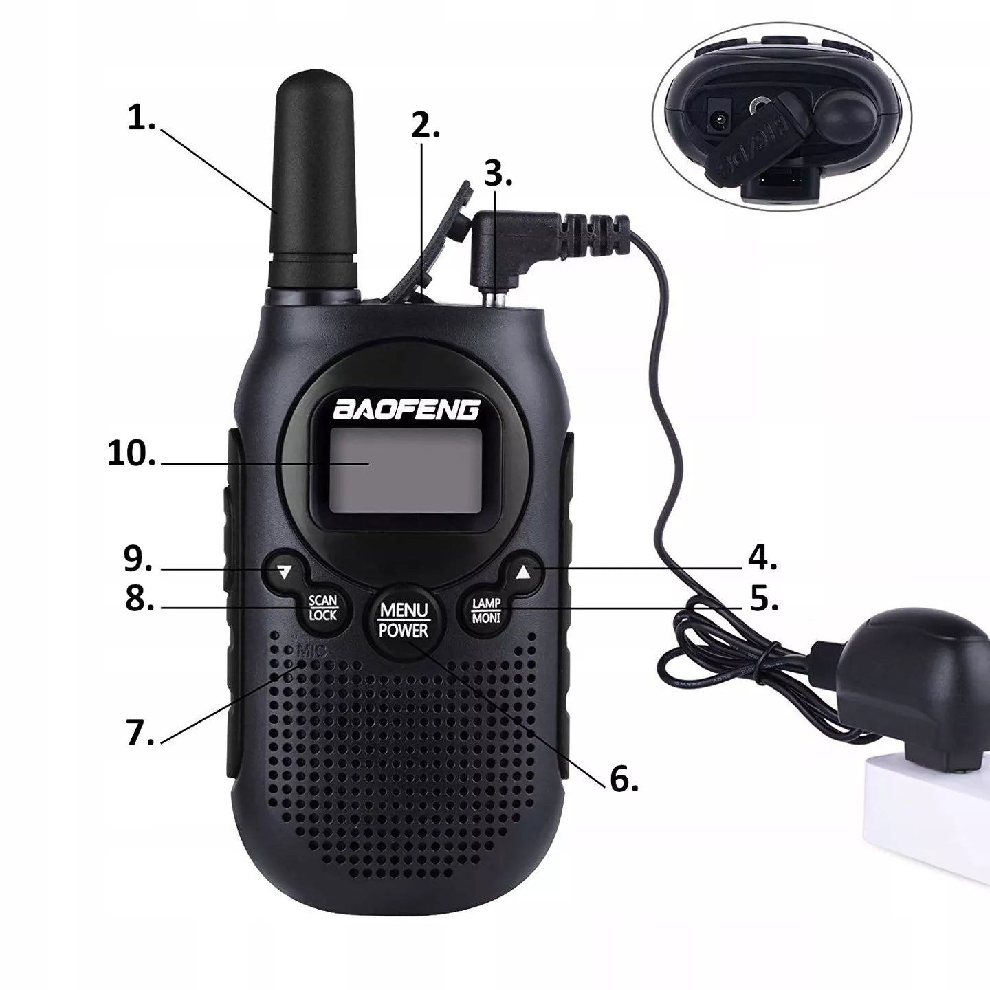 Walkie-talkie vaikams, PMR, žibintuvėlis, USB