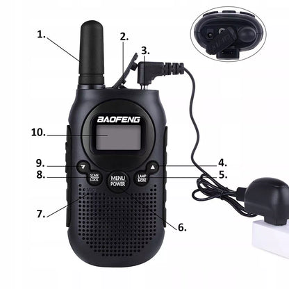 Walkie-talkie vaikams, PMR, žibintuvėlis, USB
