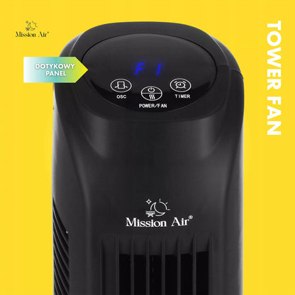 Tylus besisukantis TOWER FAN – juodas grindinis ventiliatorius