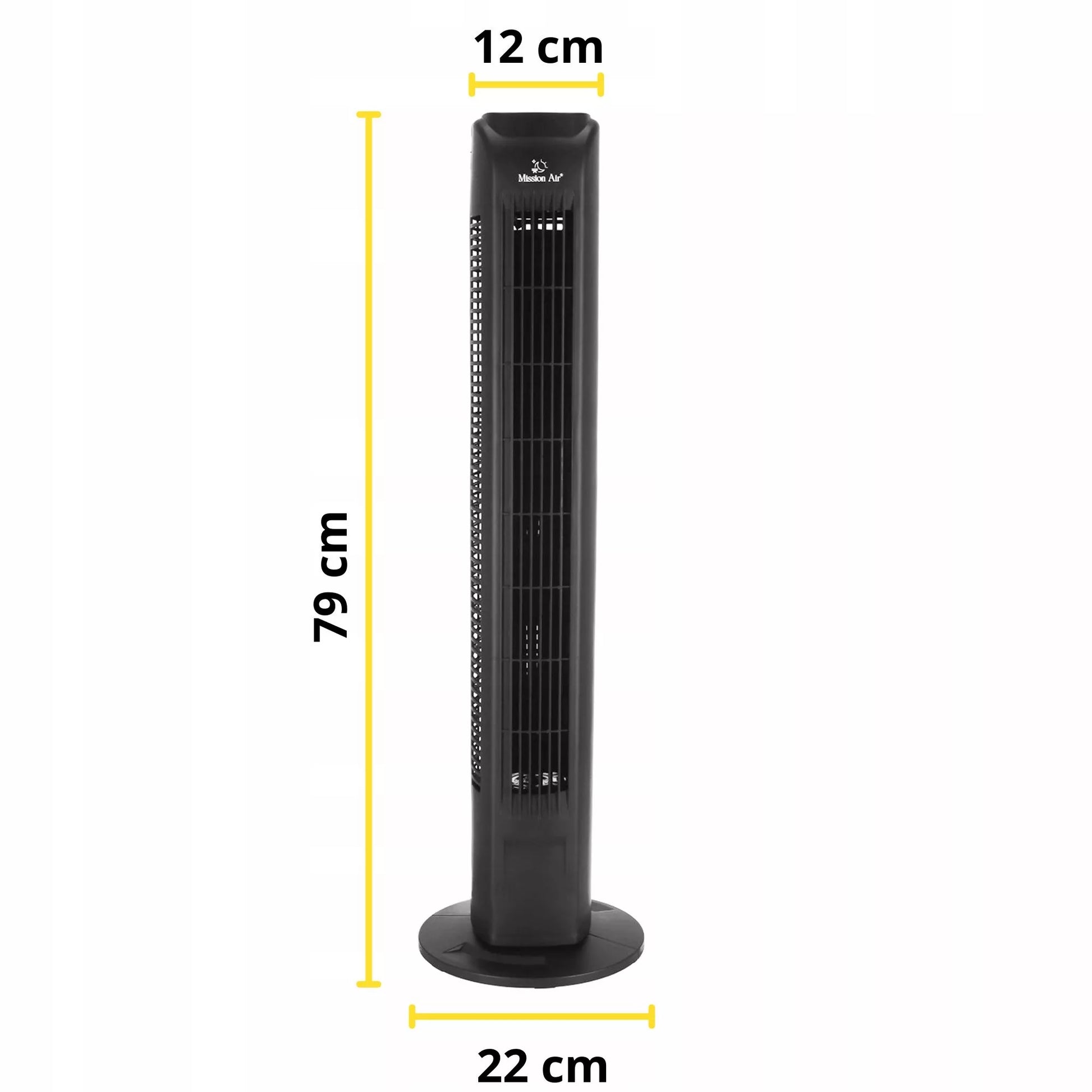 Tylus besisukantis TOWER FAN – juodas grindinis ventiliatorius