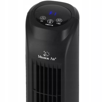 Tylus besisukantis TOWER FAN – juodas grindinis ventiliatorius