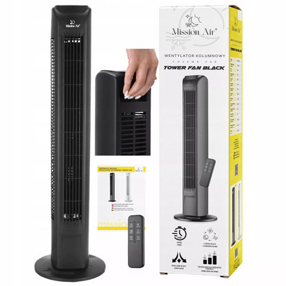 Tylus besisukantis TOWER FAN – juodas grindinis ventiliatorius