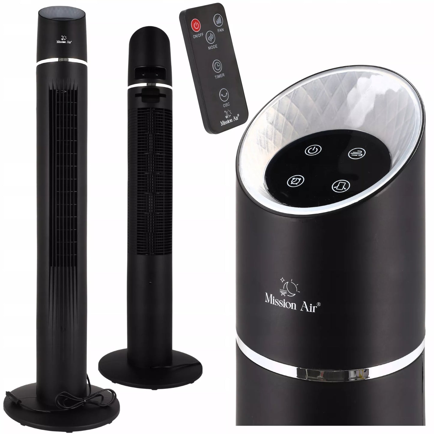 Grindinis stovintis ventiliatorius Tower Fan XL – juodas