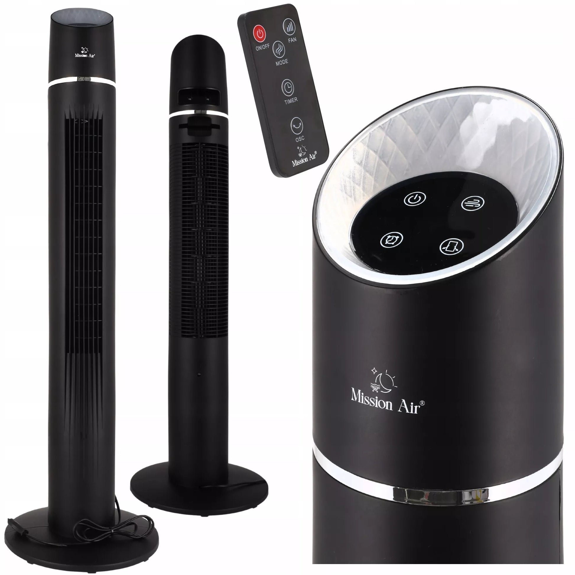 Grindinis stovintis ventiliatorius Tower Fan XL – juodas
