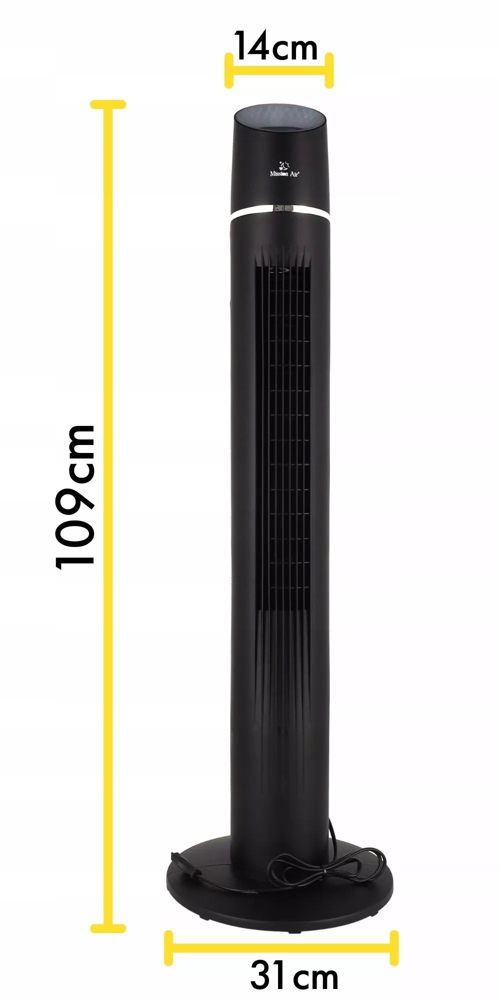 Grindinis stovintis ventiliatorius Tower Fan XL – juodas