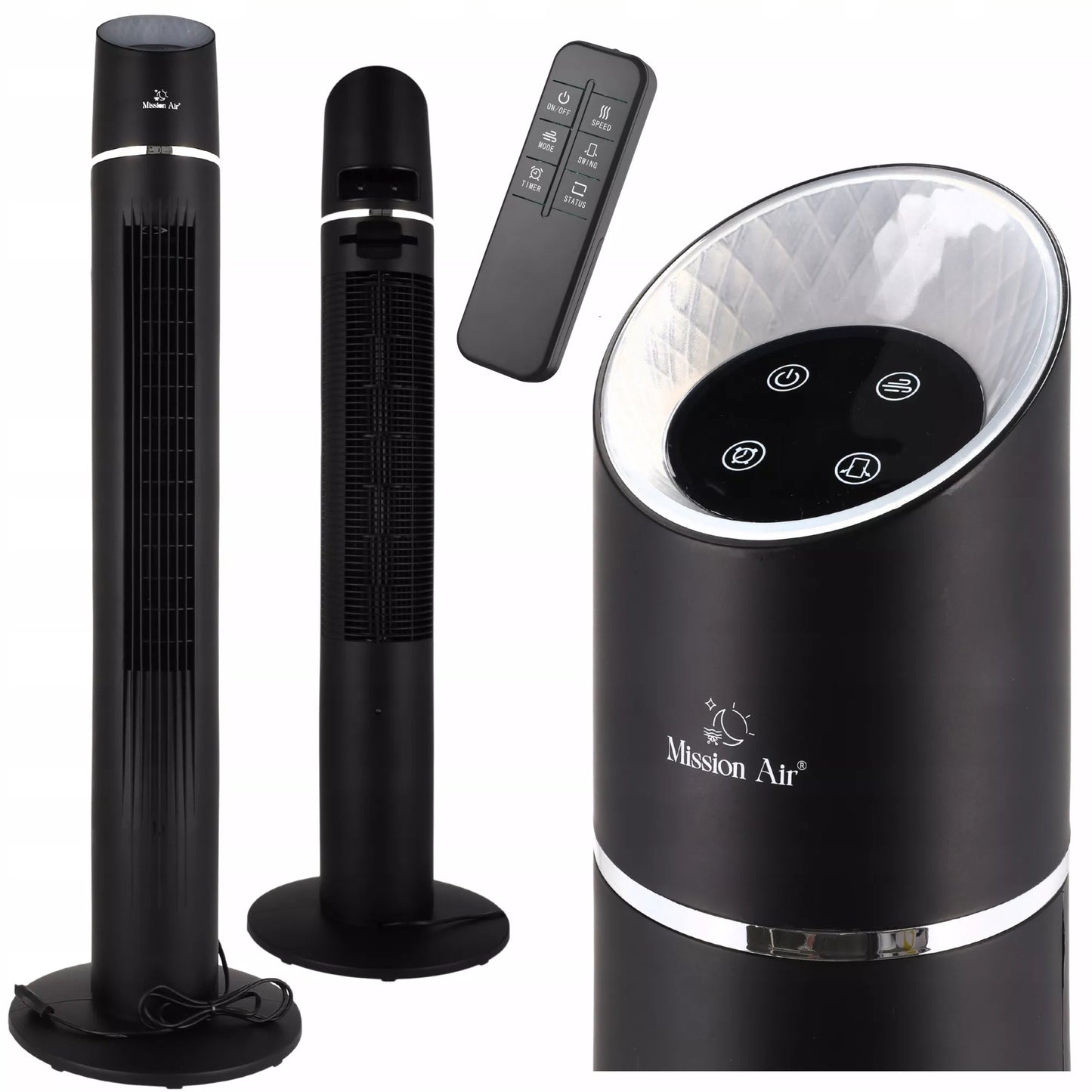 Grindinis stovintis ventiliatorius Tower Fan XL – juodas