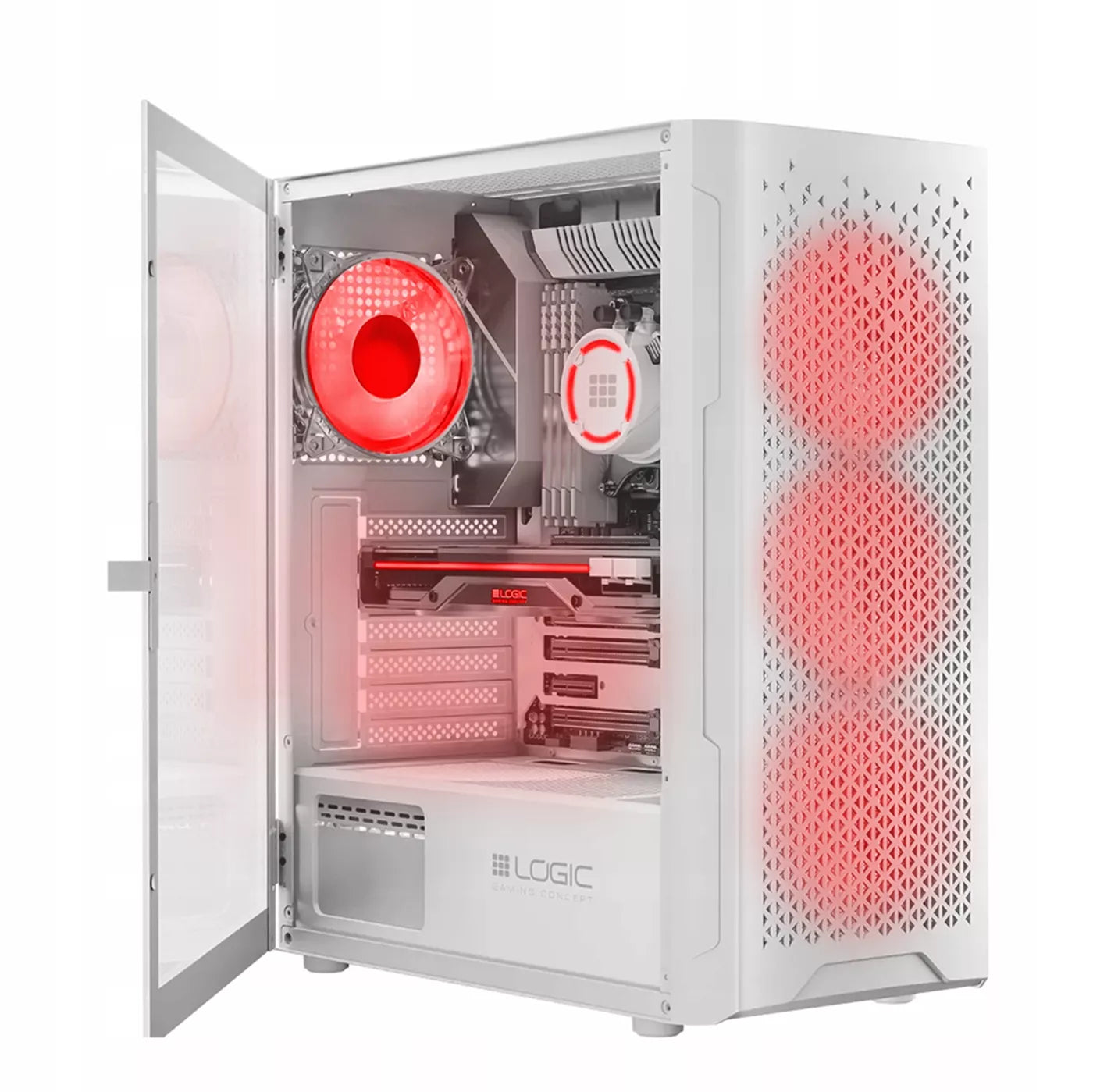 Baltas žaidimų kompiuteris – Ryzen 5, RTX 3050, 16 GB RAM, 1 TB SSD, Wi-Fi, Windows 11