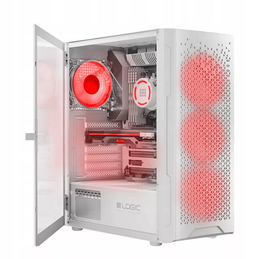 Baltas žaidimų kompiuteris – Ryzen 5, RTX 3050, 16 GB RAM, 1 TB SSD, Wi-Fi, Windows 11