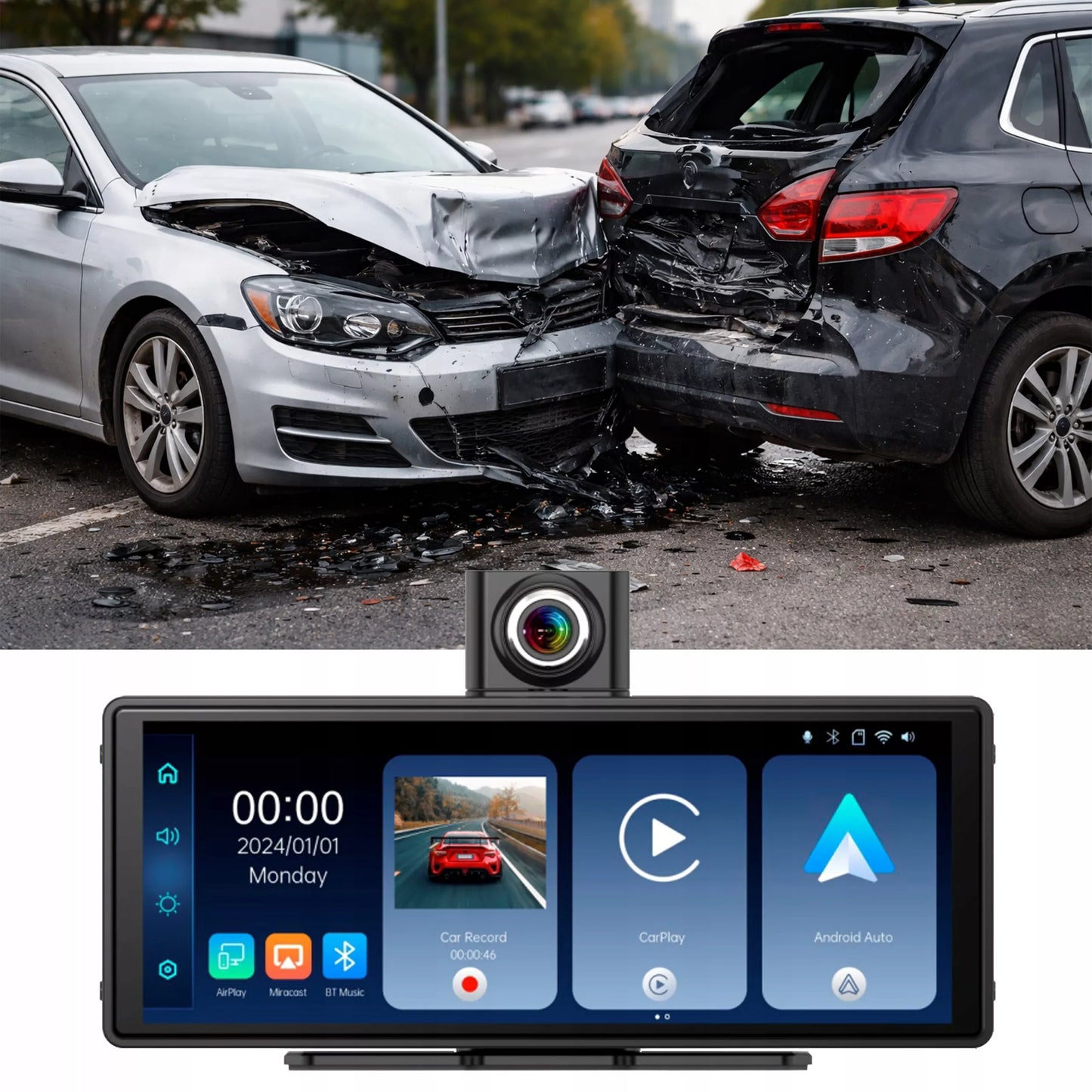 Vaizdo registratorius automobilinė kamera 10,3" FULL HD ANDROID AUTO CARPLAY