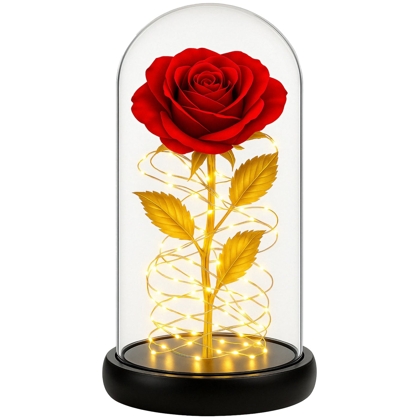 AMŽINA RAUDONA RAUDONA ROŽĖ STIKLINĖJE, ŠVIEČIANTI LED, DOVANA Valentino dienai, Moters dienai