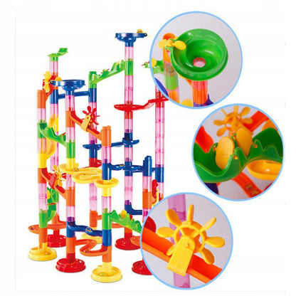 DIDELIS RUTULIŲ TAKAS LENKTYNĖS SU RUTULIAIS 30 vnt. 109 elementai Marble Run Labirintas