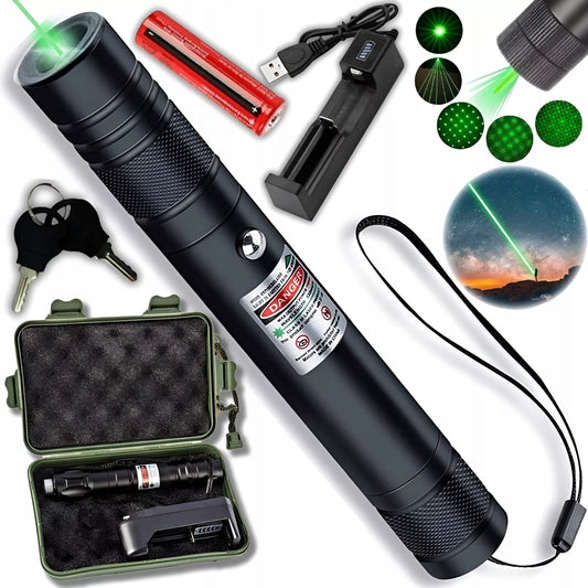 Žalias lazerinis rodyklės taškas ZeeTech LED galingas didelis nuotolis + dėžutė