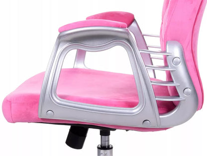 Rožinis veliūrinis biuro fotelis su kristalais GIOSEDIO