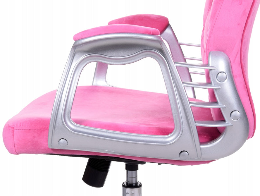 Rožinis veliūrinis biuro fotelis su kristalais GIOSEDIO