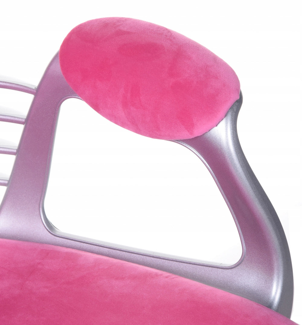 Rožinis veliūrinis biuro fotelis su kristalais GIOSEDIO