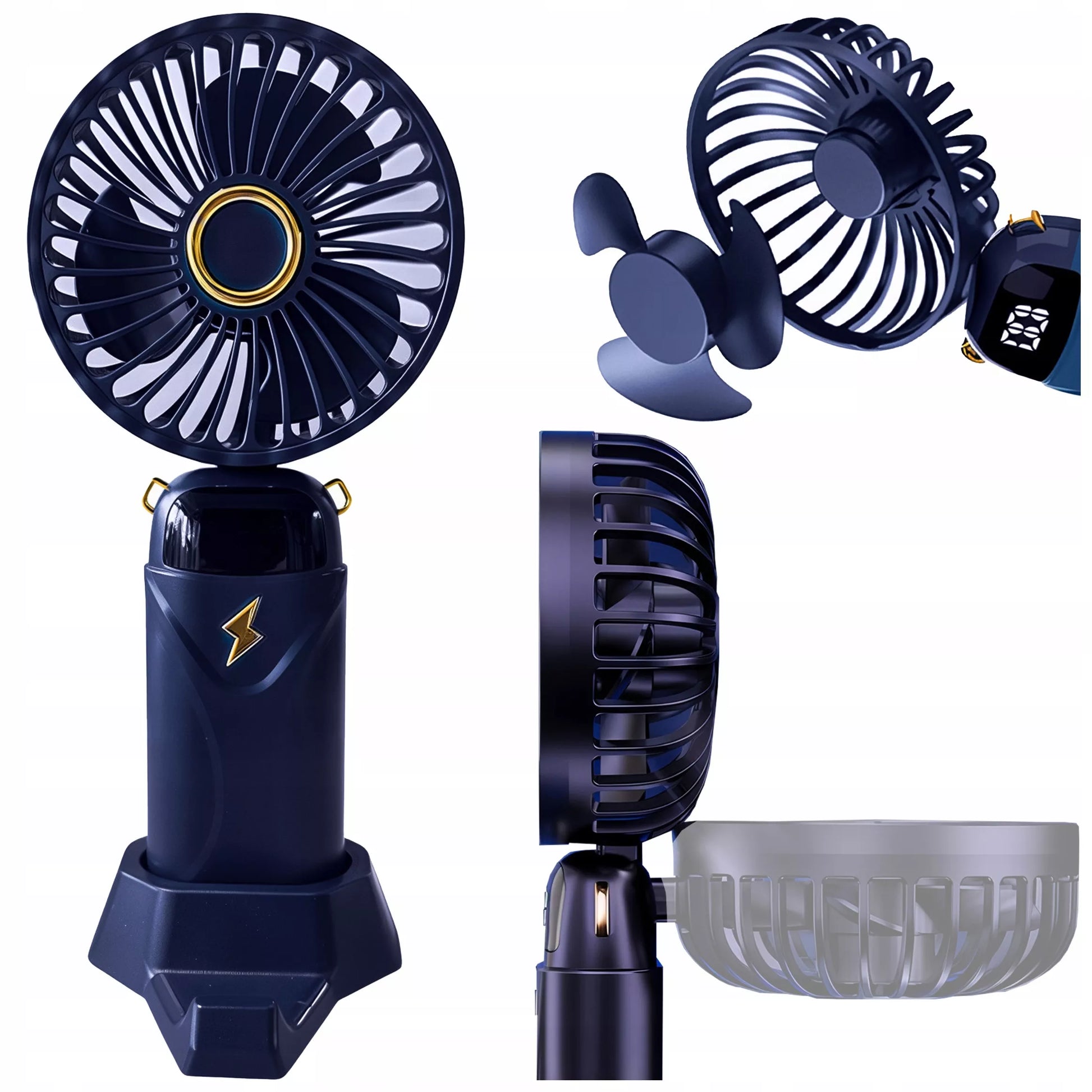 Stovintis, rankinis, stalinis ventiliatorius, tylus, galingas, mažas, USB-C