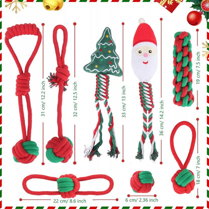 KALĖDINIAI ŠUNŲ ŽAISLAI Rinkinys 8 Kramtomieji žaislai Kalėdinė dovana