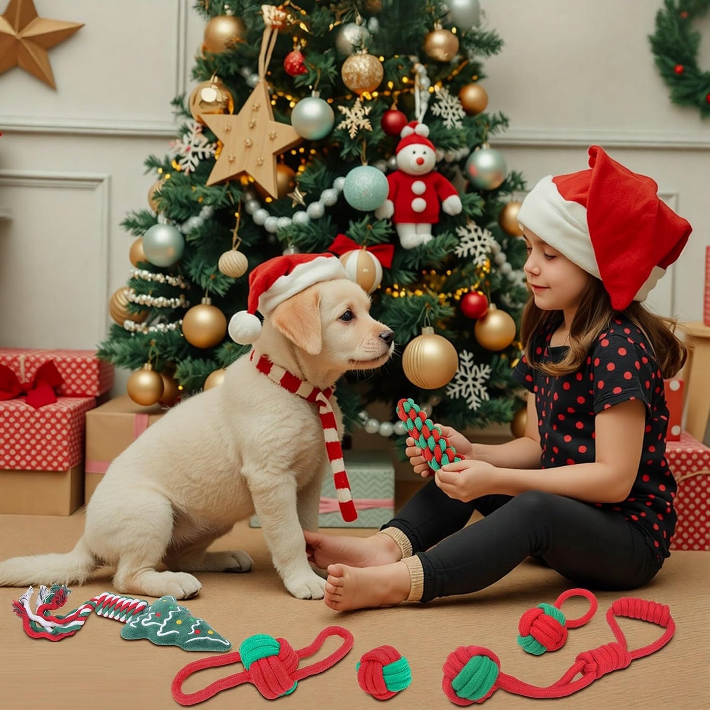 KALĖDINIAI ŠUNŲ ŽAISLAI Rinkinys 8 Kramtomieji žaislai Kalėdinė dovana