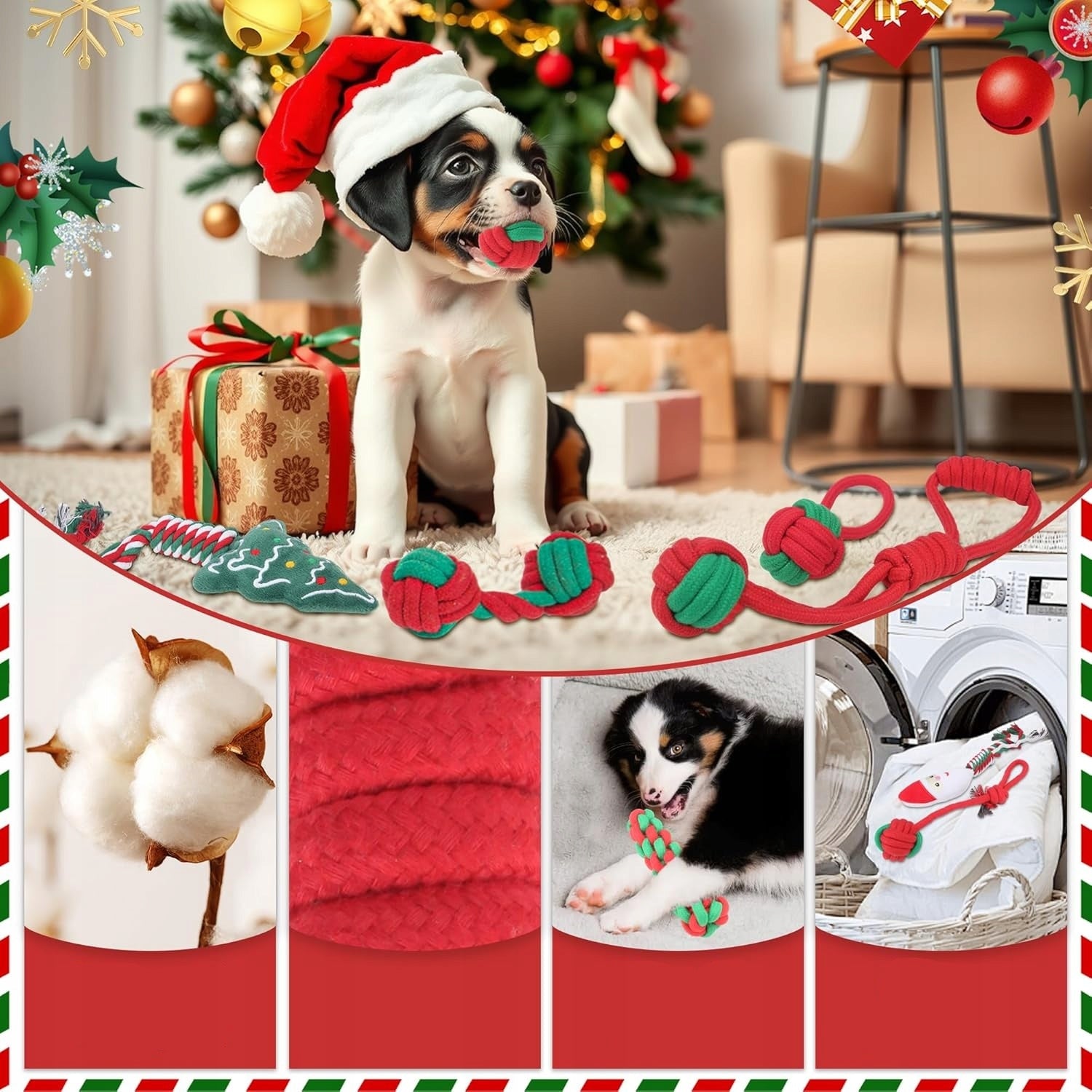 KALĖDINIAI ŠUNŲ ŽAISLAI Rinkinys 8 Kramtomieji žaislai Kalėdinė dovana