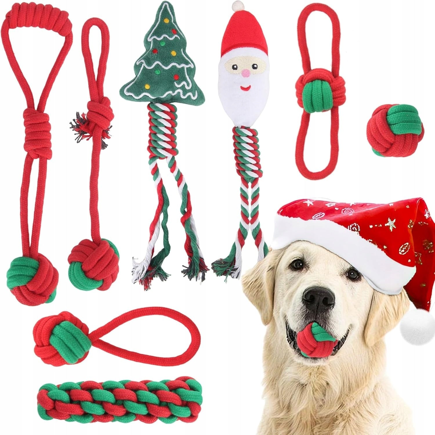 KALĖDINIAI ŠUNŲ ŽAISLAI Rinkinys 8 Kramtomieji žaislai Kalėdinė dovana
