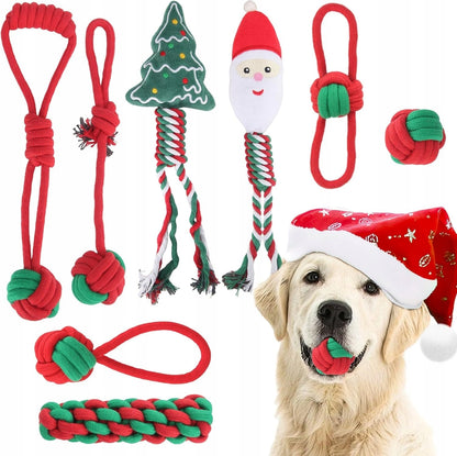 KALĖDINIAI ŠUNŲ ŽAISLAI Rinkinys 8 Kramtomieji žaislai Kalėdinė dovana