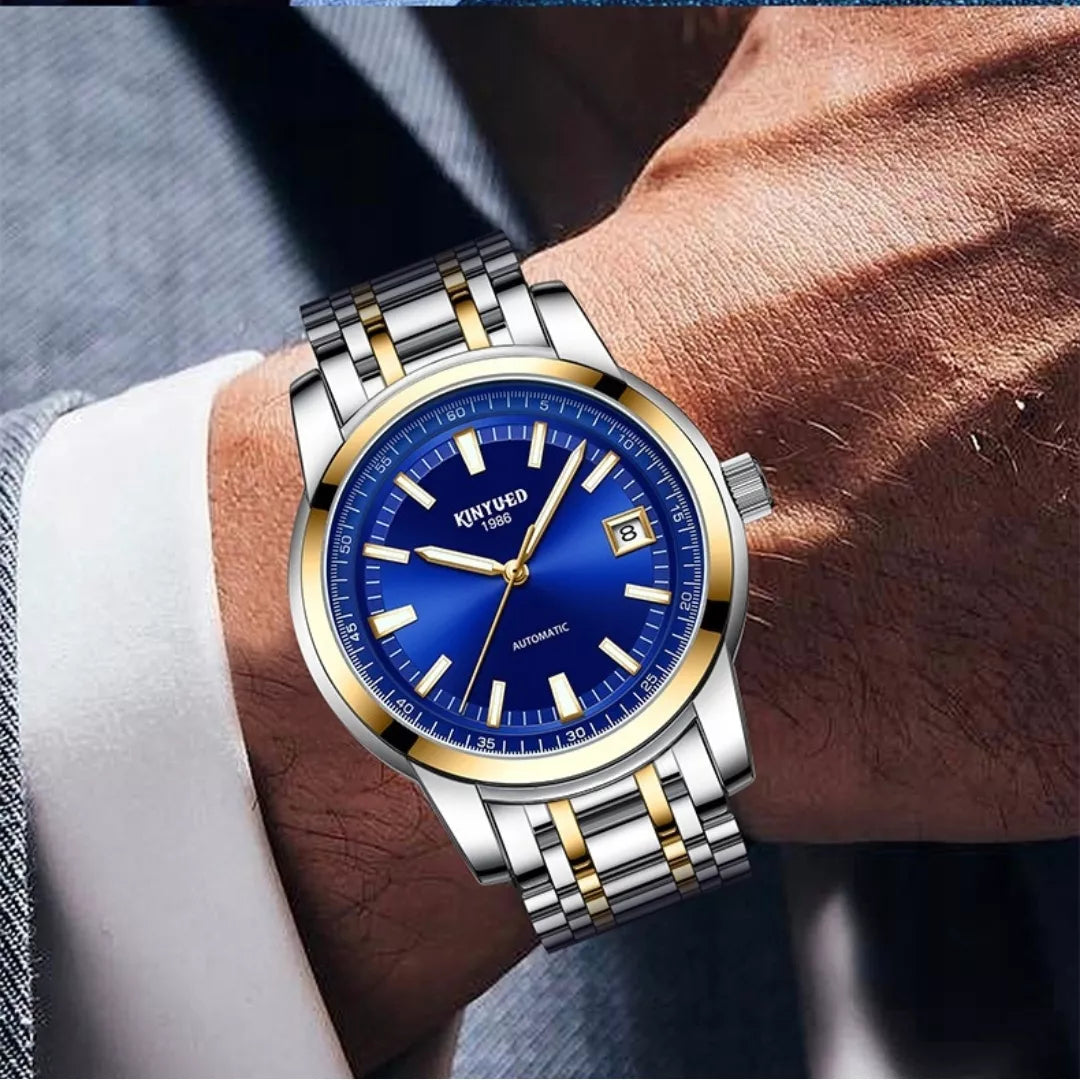 Vyriškas automatinis mechaninis prabangus laikrodis su datos rodikliu + dėžutė