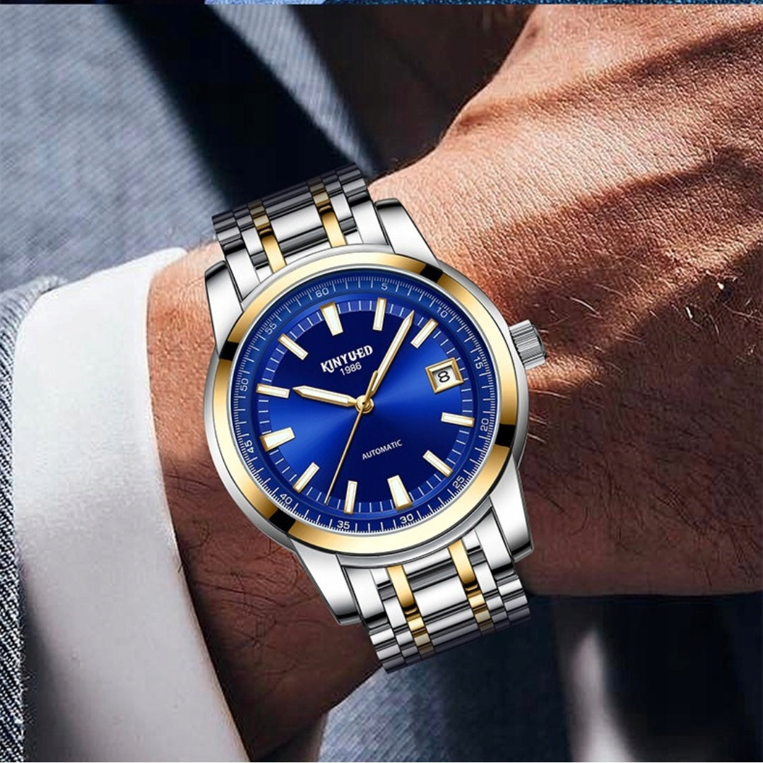 Vyriškas automatinis mechaninis prabangus laikrodis su datos rodikliu + dėžutė