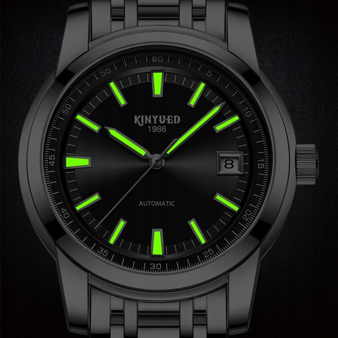 Vyriškas automatinis mechaninis prabangus laikrodis su datos rodikliu + dėžutė