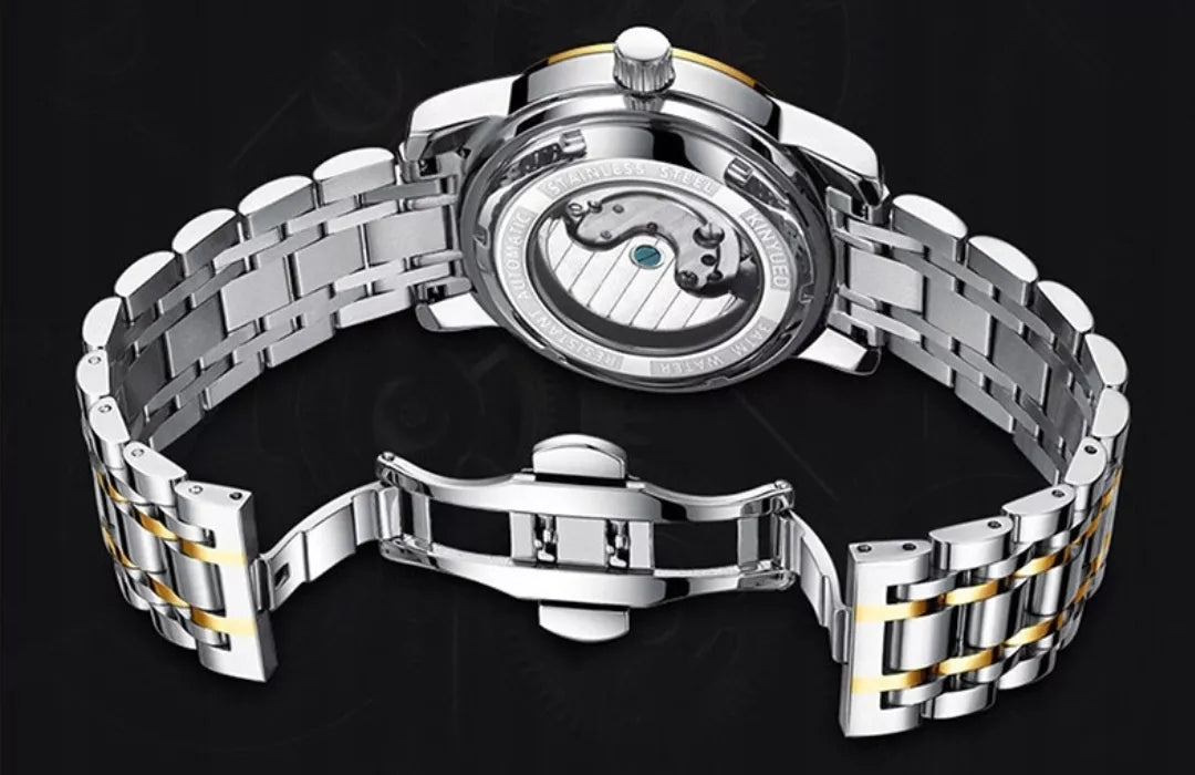 Vyriškas automatinis mechaninis prabangus laikrodis su datos rodikliu + dėžutė