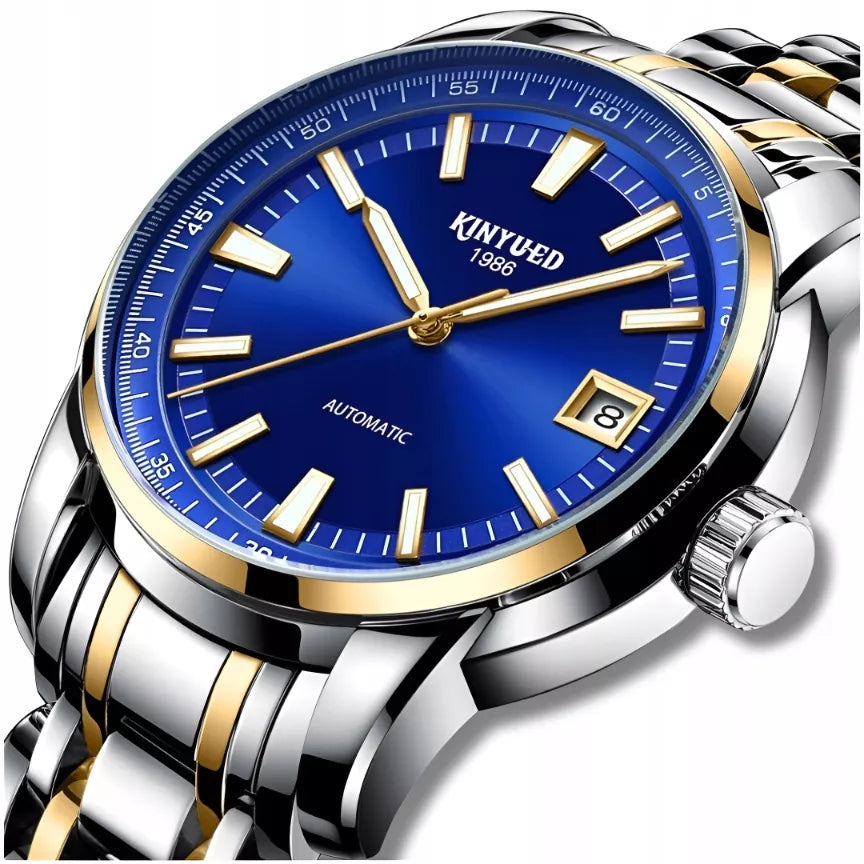 Vyriškas automatinis mechaninis prabangus laikrodis su datos rodikliu + dėžutė