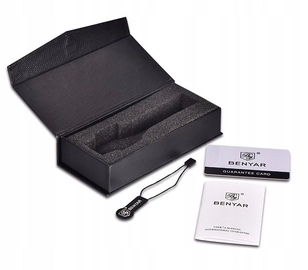 Vyriškas laikrodis BENYAR klasikinis elegantiškas chronografas datos rodiklis + dėžutė