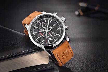 Vyriškas laikrodis BENYAR klasikinis elegantiškas chronografas datos rodiklis + dėžutė