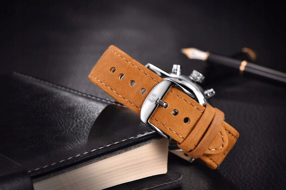 Vyriškas laikrodis BENYAR klasikinis elegantiškas chronografas datos rodiklis + dėžutė