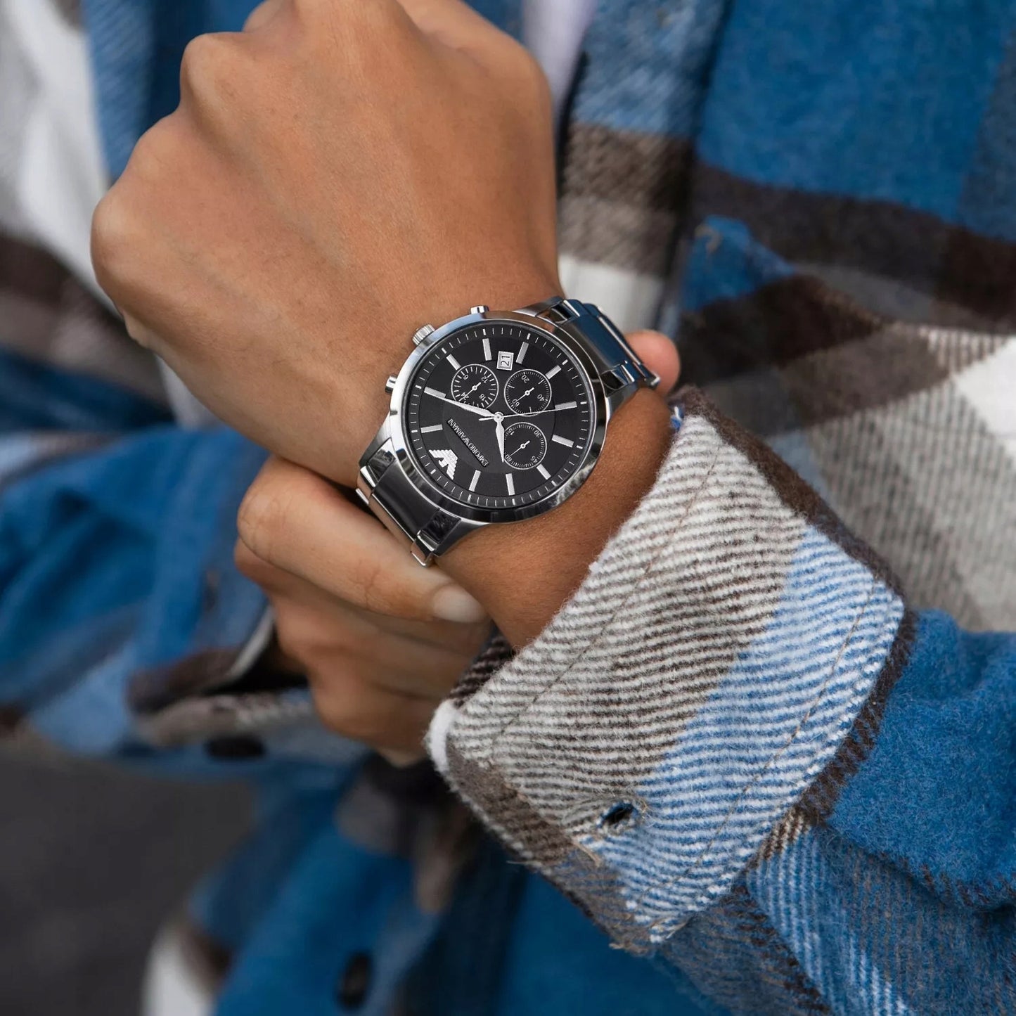 Vyriškas laikrodis EMPORIO ARMANI AR2434 - RENATO + Dėžutė Sertifikatas Komplektas