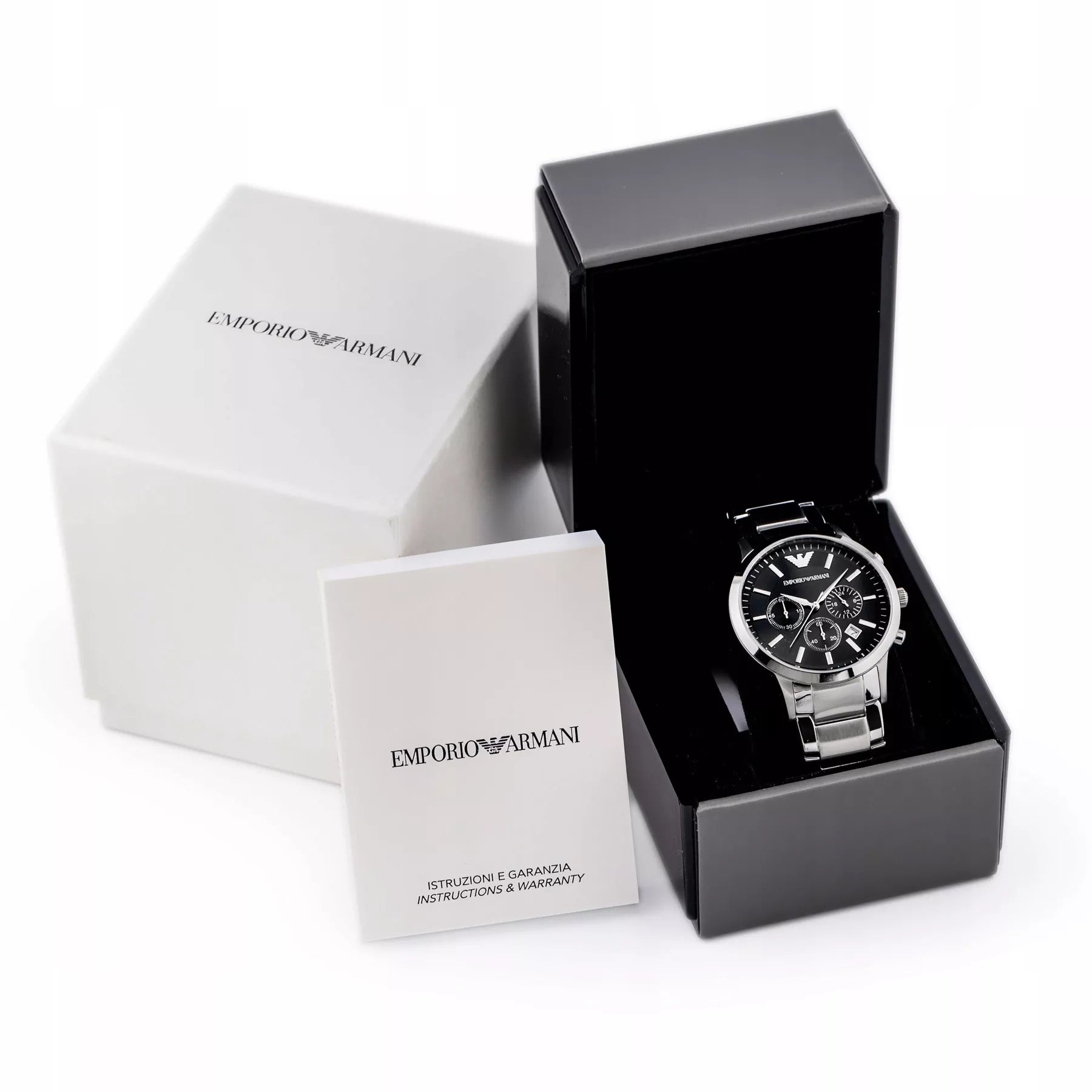 Vyriškas laikrodis EMPORIO ARMANI AR2434 - RENATO + Dėžutė Sertifikatas Komplektas
