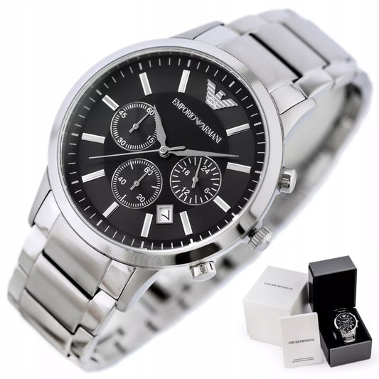 Vyriškas laikrodis EMPORIO ARMANI AR2434 - RENATO + Dėžutė Sertifikatas Komplektas