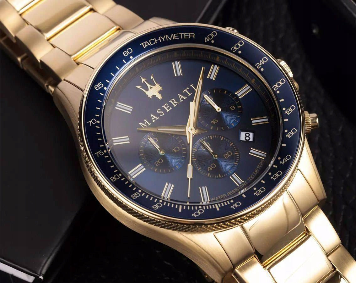 Vyriškas laikrodis MASERATI SFIDA R8873640008 Auksas Originalus 24 mėn. garantija + Dėžutė
