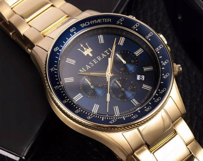 Vyriškas laikrodis MASERATI SFIDA R8873640008 Auksas Originalus 24 mėn. garantija + Dėžutė