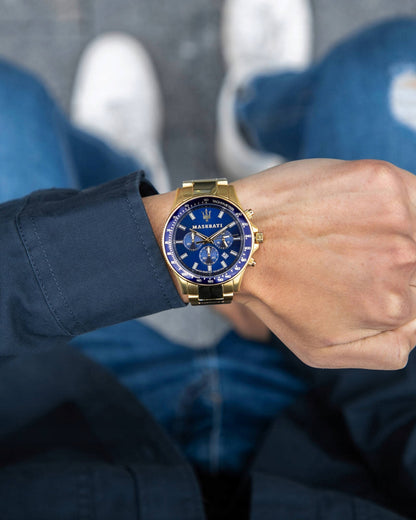 Vyriškas laikrodis MASERATI SFIDA R8873640008 Auksas Originalus 24 mėn. garantija + Dėžutė