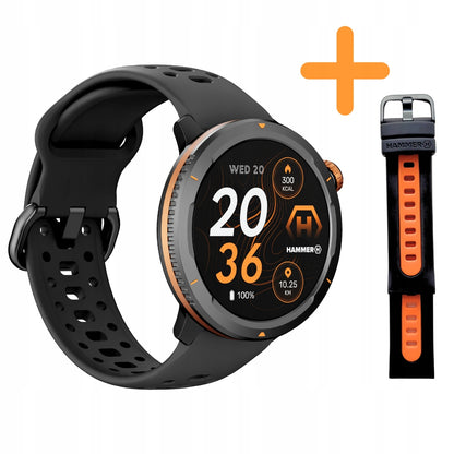 Išmanusis laikrodis Hammer Smartwatch 2 lite + Oranžinis dirželis komplekte!