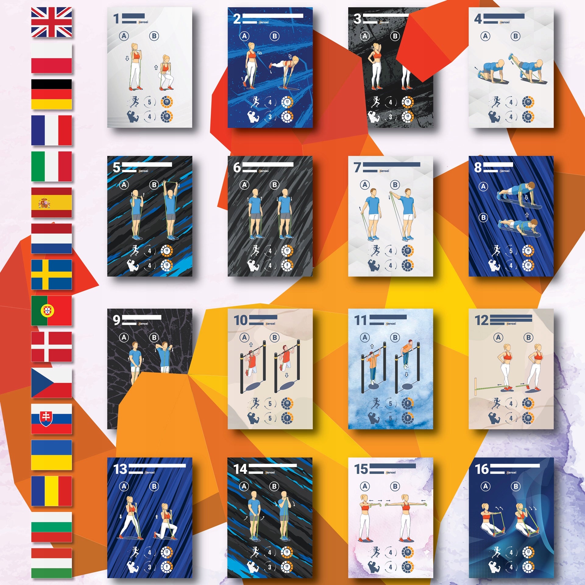 Rinkinys 4 mankštos gumoms POWER BAND, atsparumo juostos treniruotėms, prisitraukimams