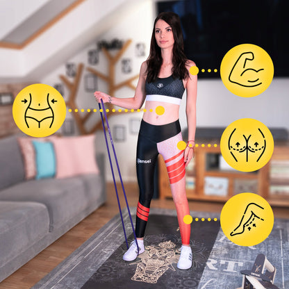 Rinkinys 4 mankštos gumoms POWER BAND, atsparumo juostos treniruotėms, prisitraukimams