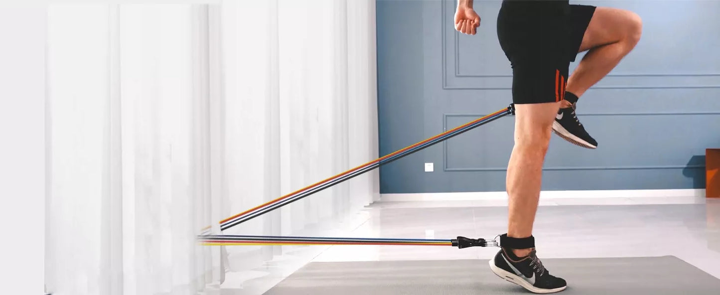 Rinkinys: 5 elastinės pasipriešinimo juostos treniruotėms – Fitness Bands, iki 100 kg, aukštos kokybės