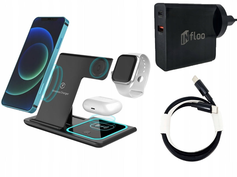 Įkrovimo rinkinys GaN 65W įkroviklis + 3in1 indukcinis įkroviklis + 1M kabelis