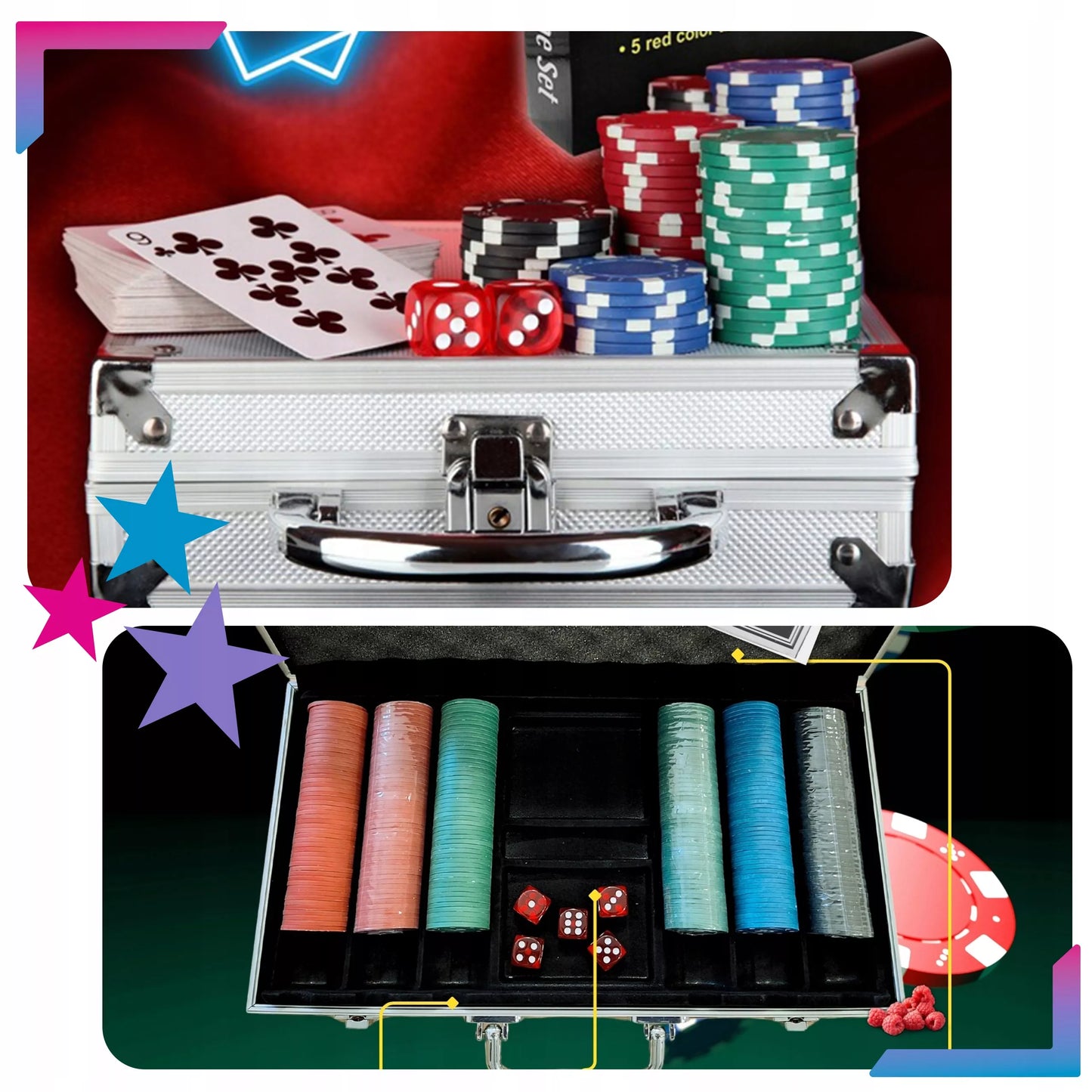 Pokerio rinkinys 300 žetonų lagamine